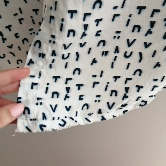 Maje Chacha Letter Print Silk Viscose Button Up Blouse Twee Maje 1 or Small - Picture 9 of 16